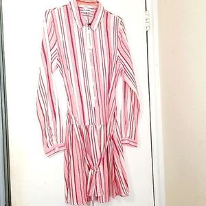 NEW P.ROSSINI RED AND WHITE STRIPE RED COTTON DRESS